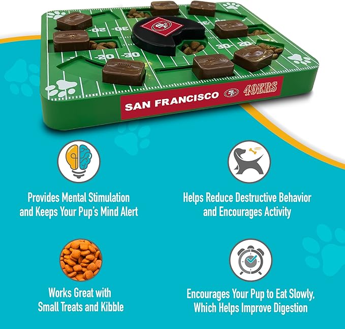 Pets First NFL SAN Francisco 49ERS Puzzle, Interactive Dog Treat Puzzle Toy