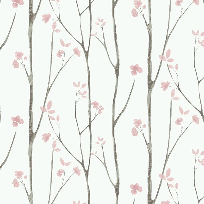 Timeet Floral Wallpaper White and Pink Wall Paper Peel and Stick Modern Contact