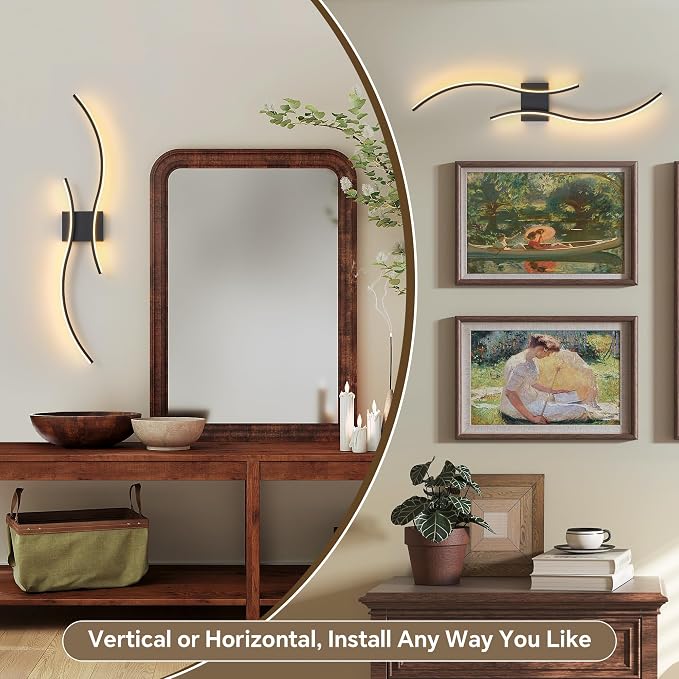 Battery Operated Wall Sconces Set of 2, Dimmable Modern LED Rechargeable Wall
