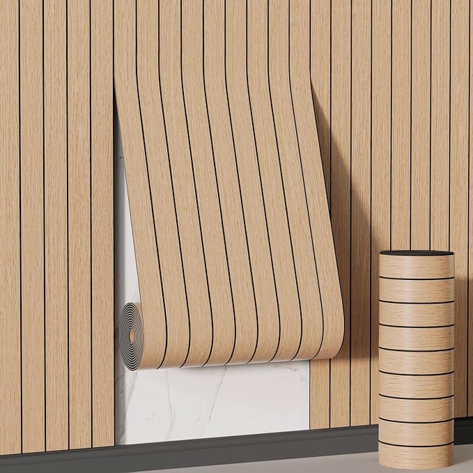 Arthome Peel and Stick Slat Wall Panels 15.7 "x400, Self-Adhesive PVC Wood