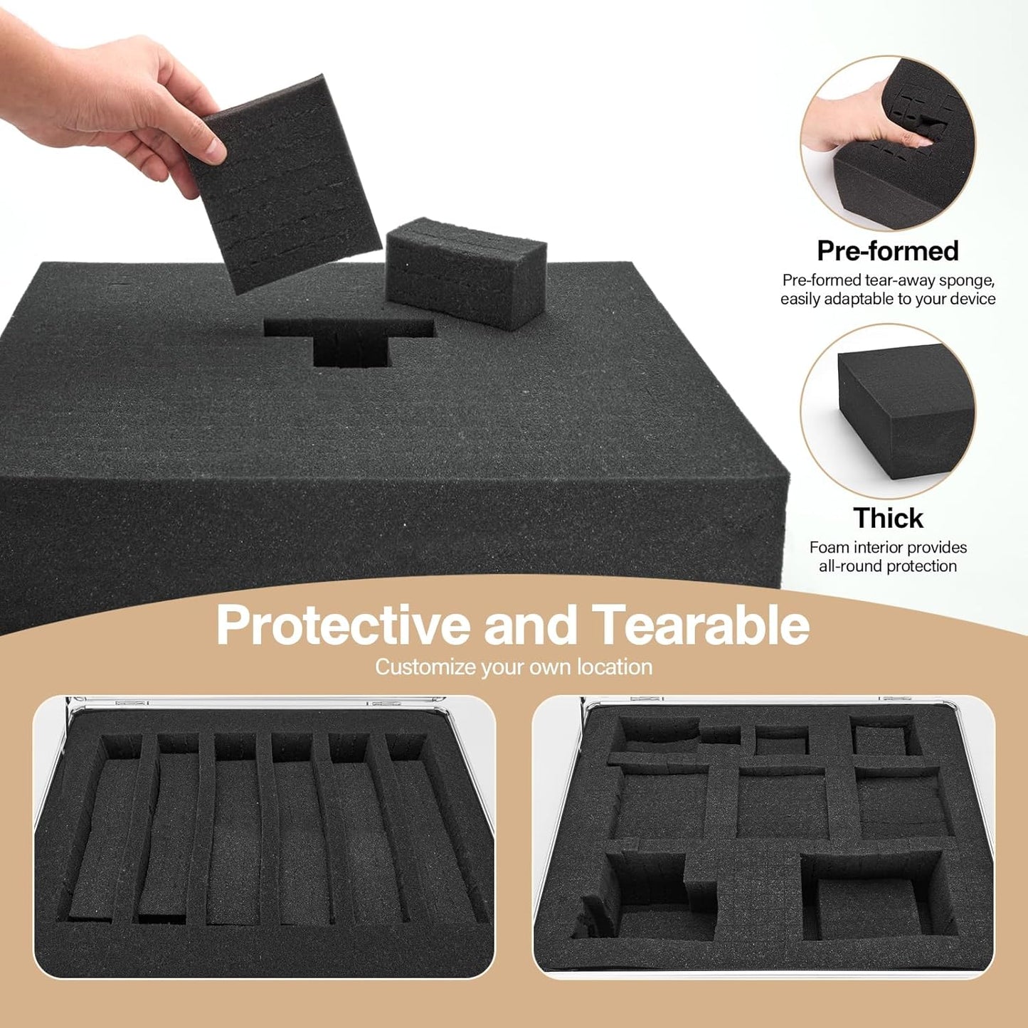 Combination Lock Box - Locking Storage Case with Customizable Foam, 16.9" Portable Lockable Case for Personal Items, Valuables, Documents, Briefcase for Jewelry, Cash, Medications, Silver
