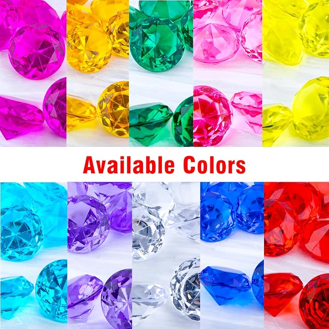 Niceup 26PCS Red Fake Diamonds Big Gem Toys, 1.5in Pool Diving Gems Acrylic Plastic Gemstones for Kids, Party Décor Jewels Treasure Hunt Hiding Sensory Bin Filler Toys Craft Supplies