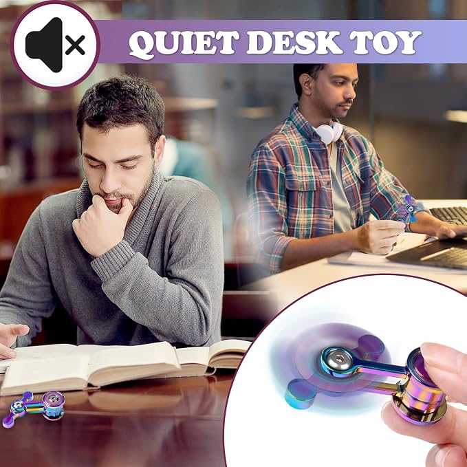 Fidget Spinner for Adults, Metal Silent Figette Office Desk Toy Quiet Cool Gadgets Gifts for Teen Boys Kid Anxiety Stress Relief Calm Down Sensory Autism Autistic ADHD Airplane Travel (Green)