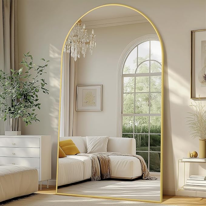 Oversized Floor Mirror Full Length 82"X44", Extra Large Arched Full Length