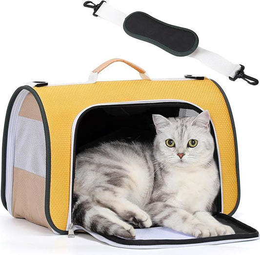 A4Pet Cat Carriers Dog Carrier Pet Carrier, TSA Airline Approved Small Dog Carrier for Cats Dogs Puppies (Up to 15lbs), Washable Soft-Sided Collapsible Travel Puppy Carrier