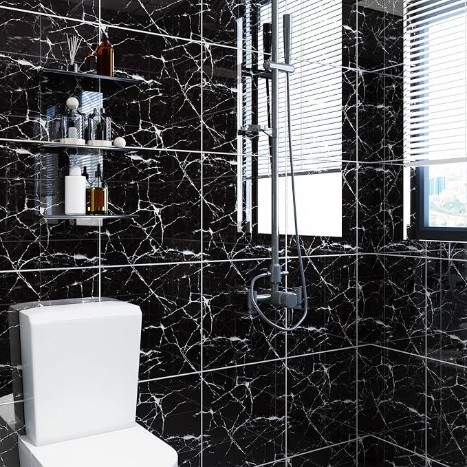 10pcs Peel and Stick Tile Shower Waterproof Marble Tiles Wall Panels,