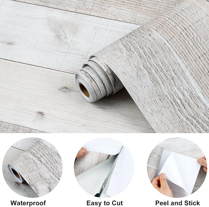 Wenmer Grey Wood Shiplap Peel and Stick Wallpaper