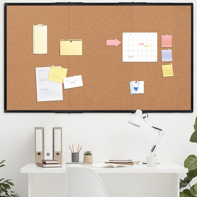 Extra Large Cork Bulletin Board 96" X 48", Foldable Notice Pin Board