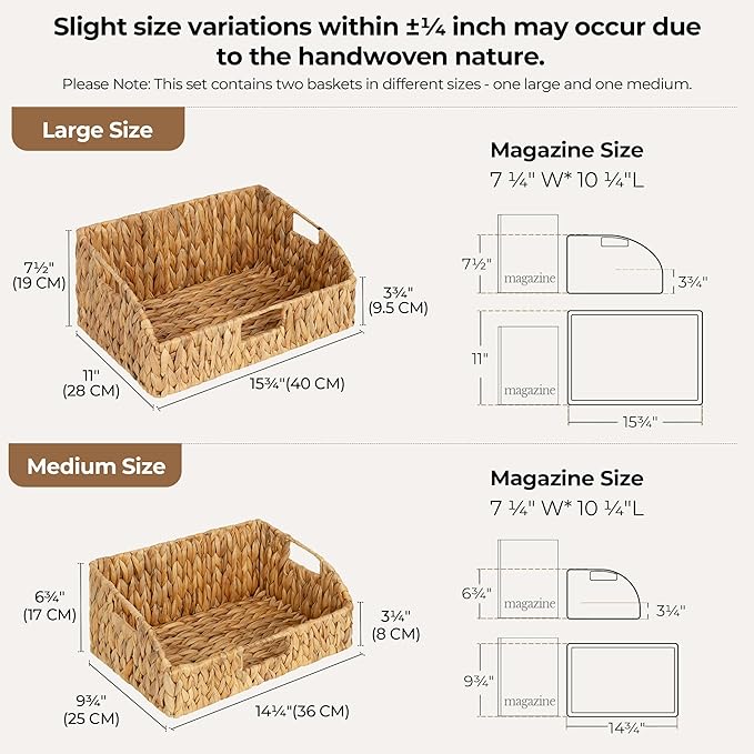 Water Hyacinth Pantry Baskets, Set of 2 (Large & Medium)