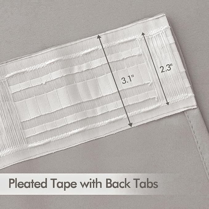MIULEE Stone Back Tab Blackout Curtain 96 Inch Long 2 Panels Set