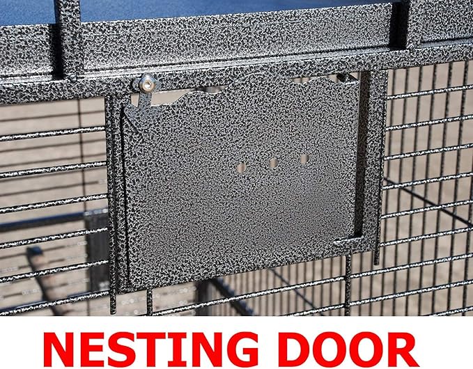 Castle PlayTop Parrot Cage - 32" W x 23" L x 66" H for Large Macaws Cockatoos African Grey Amazon (32" W x 23" L x 66" H, Black Vein)