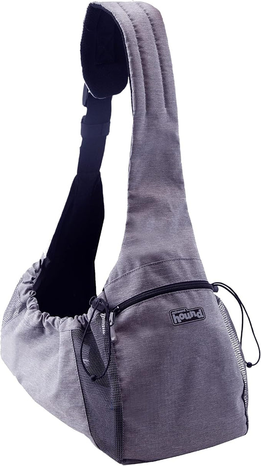 Outward Hound PupPak Sling Dog Carrier, Grey – Hands-Free Sling for Small Pets up to 15 lbs, Adjustable Strap, Mesh Ventilation, Zippered Pocket, Drawstring Fit – Ideal for Travel & Adventures
