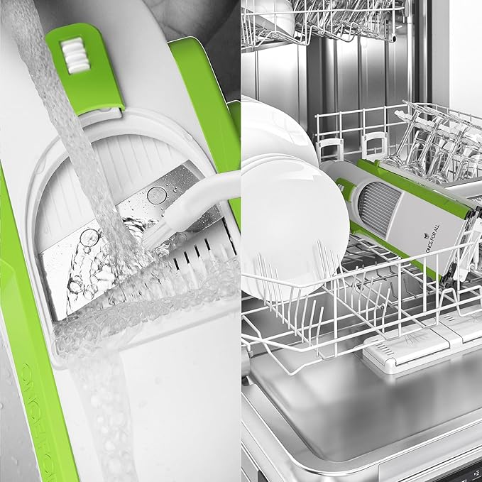 ONCE FOR ALL Safe Mandoline Slicer For Kitchen, Professional Vegetable Slicer For Food Potato Slices, Thickness Adjustable 0.1-8 mm Kitchen Artifact Fast Meal Prep (Green)