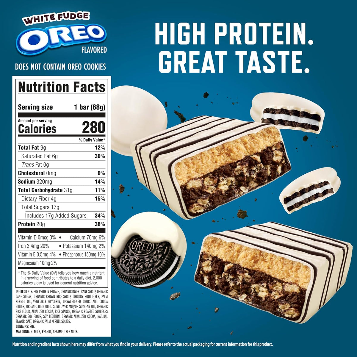 CLIF BUILDERS Protein Bars - White Fudge OREO-Flavored - 20g Plant Based Protein - Gluten Free - Non-GMO - Low Glycemic - No Artificial Sweeteners - 2.4 oz. (6 Pack)