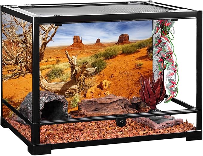 AWERT 36x18 inches Reptile Habitat Background Orange Desert Terrarium Background Durable Polyester Background