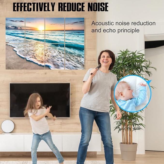 YPY Art Acoustic Panels Self Adhesive: Beach Wall Art Sound Proof Panel