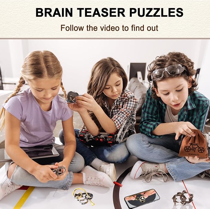 9 PCS Metal Brain Teaser Puzzles Disentanglement Puzzles Lock Puzzle Games Set Gift for Adults Teenagers Kids