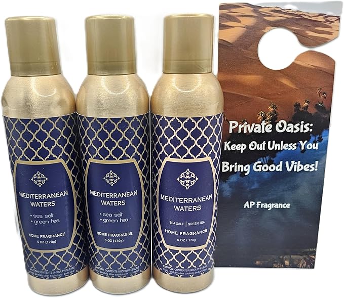 AP Fragrance Belfair Oaks Room Fragrance Air Freshener Spray - Concentrated Deodorizer, Mediterranean Waters - 3 Pack