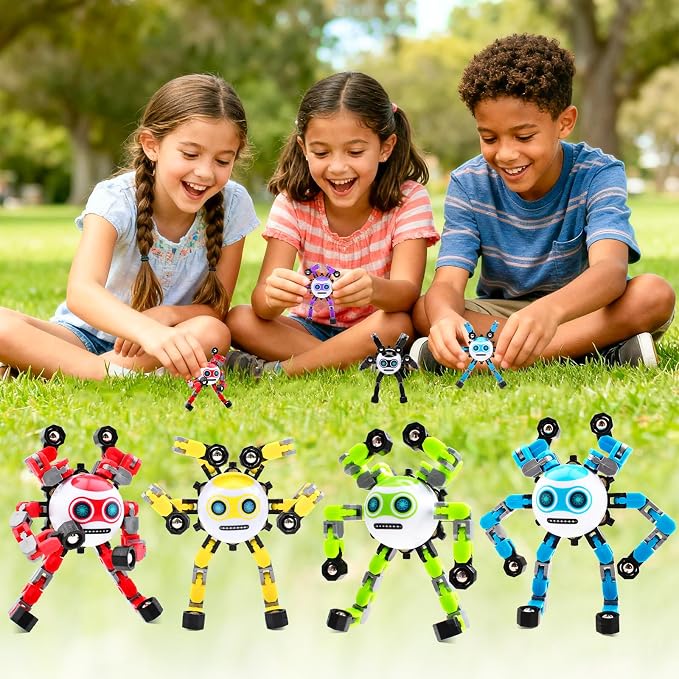 2 PCS Travel Toys Transformable Fidget Spinners Toys for Kids and Adults Sensory Toy for Boys Teens Stress Relief Autism ADHD Cool Road Trip Travel Essential Birthdays Gifts for Party Favors