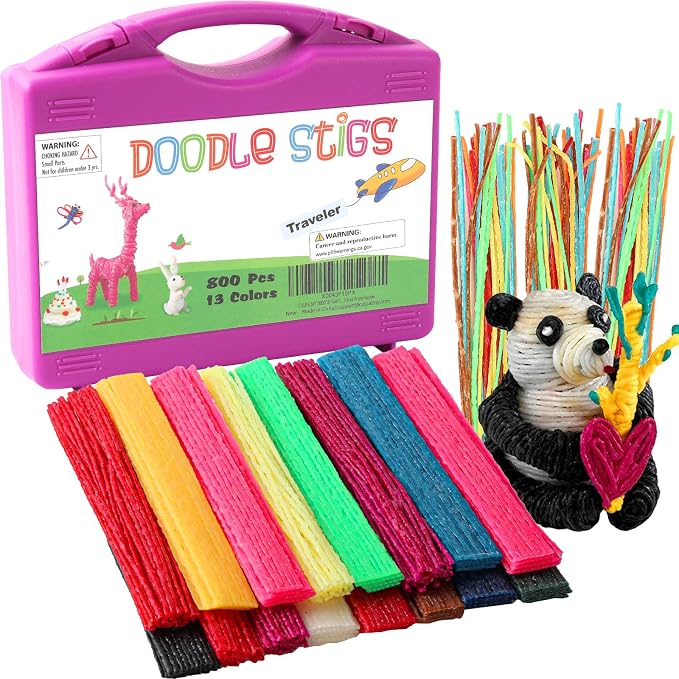 CALPALMY Wax Craft Sticks 800PCS - 13 Neon Colors of 6" Bendable Waxed Yarn Sticks Purple Travel Kit - DIY Craft Sticks for Kids' Road Trip, Partty and School Project Supplies