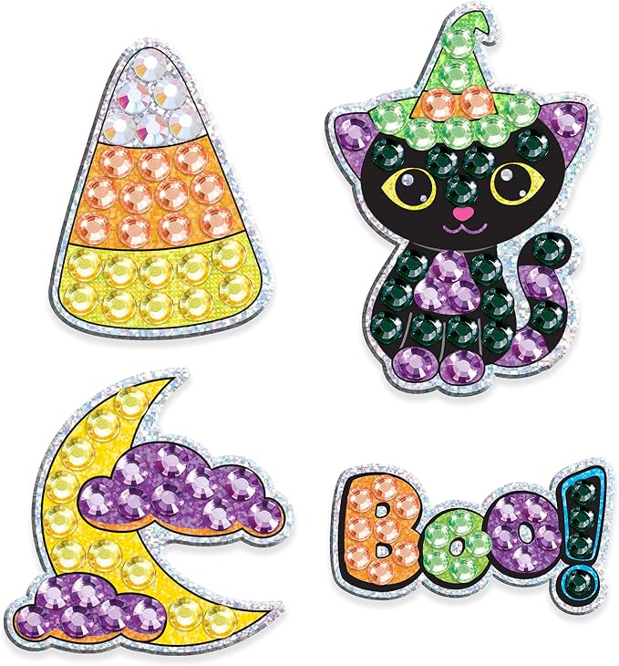 Creativity for Kids Halloween Big Gem Diamond Painting Kit | Create 13 Spooky Stickers & 2 Suncatchers with 1000+ Colorful Gems | Fun for Parties, Gifts & Seasonal Décor (Ages 6+)