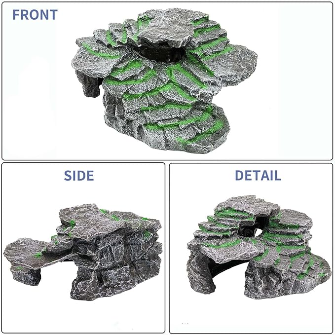Turtle Basking Platform Turtle Tank Decoration for Aquariums & Terrarium, Turtle, Lizard, Reptile Habitat Hideout (Black)