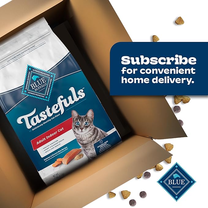 Blue Buffalo Tastefuls Natural Dry Food for Adult Indoor Cats, Salmon & Brown Rice Recipe, 15-lb. Bag
