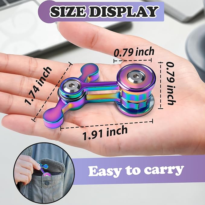 Fidget Spinner for Adults, Metal Silent Figette Office Desk Toy Quiet Cool Gadgets Gifts for Teen Boys Kid Anxiety Stress Relief Calm Down Sensory Autism Autistic ADHD Airplane Travel (Color+Blue)