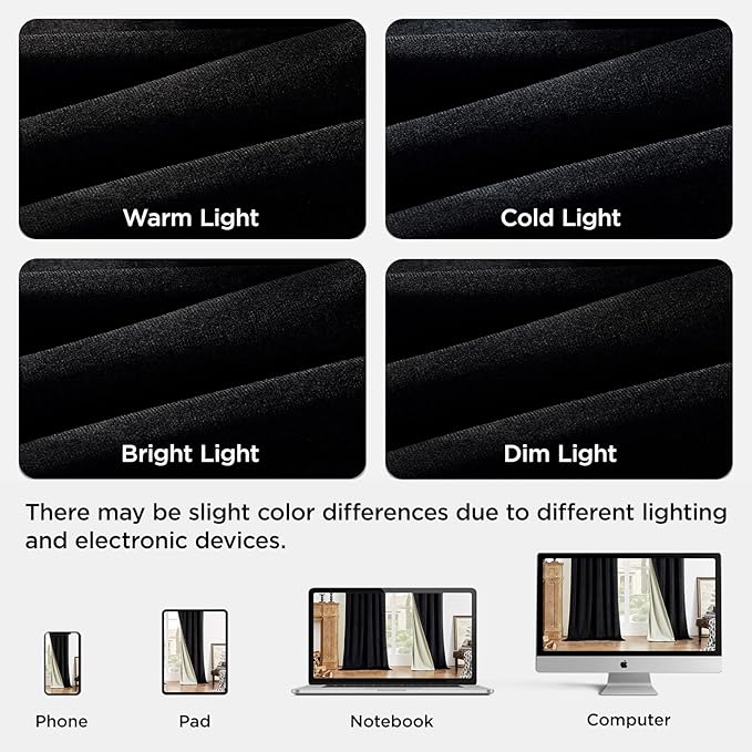 Joydeco Black 100% Blackout Curtains 120 Inch 2 Panels, Luxury Thermal Insulated Black Velvet Curtains for Bedroom Living Room, Soundproof Blackout Window Drapes, Rod Pocket & Back Tab (52W x 120L)