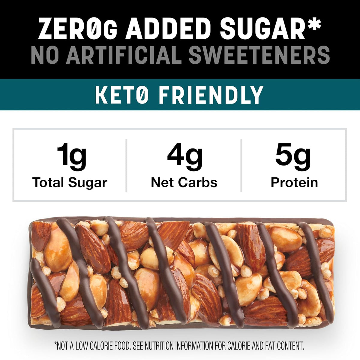 Kind Zero Added Sugar Healthy Snacks Bars Variety Pack, Gluten Free, High Fiber, Keto Snacks, Dark Chocolate Nuts & Sea Salt, Caramel Almond, Peanut Butter Dark Chocolate, 5g Protein, 15 Count