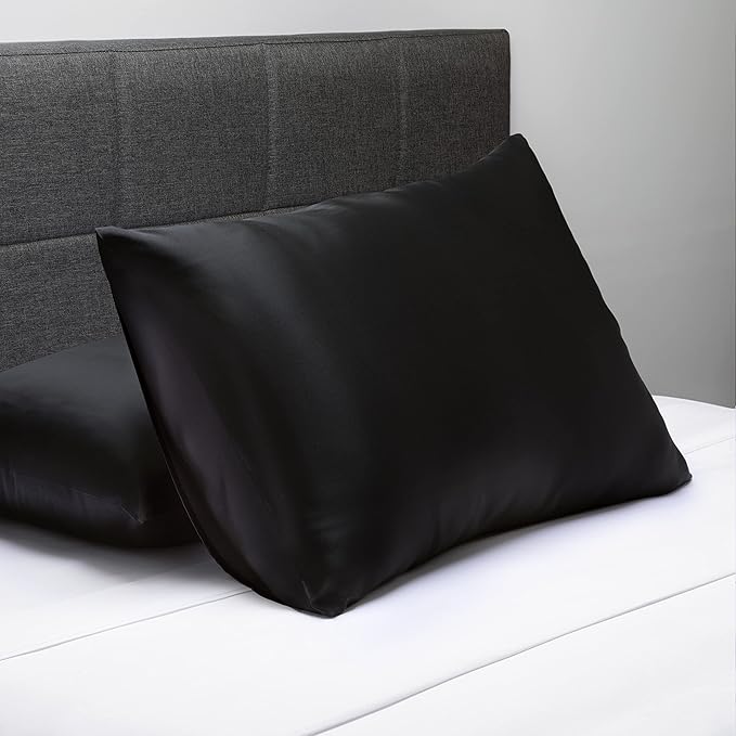 Fishers Finery 25mm 100% Pure Mulberry Silk Pillowcase (Black Standard)