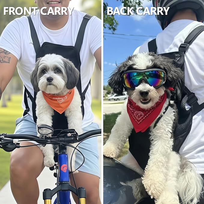 Dog Backpack Carrier, Adjustable Pet Front Carriers, Legs Out Carrying Sling Travel Bag for Small Medium Dogs 2.5-4 Lbs, Soft Wearable Puppy Chest Carry Backpacks for Walking/Hiking/Camping/Traveling