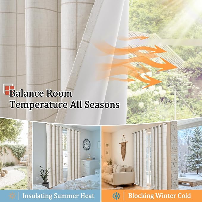 Lajode Linen Blackout Curtains for Living Room