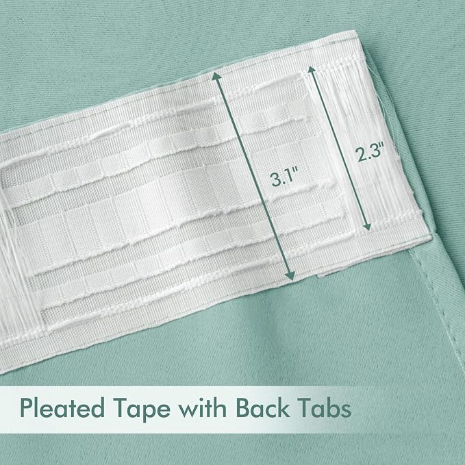 MIULEE Aqua Back Tab Blackout Curtains 63 Inch Length 2 Panels Set