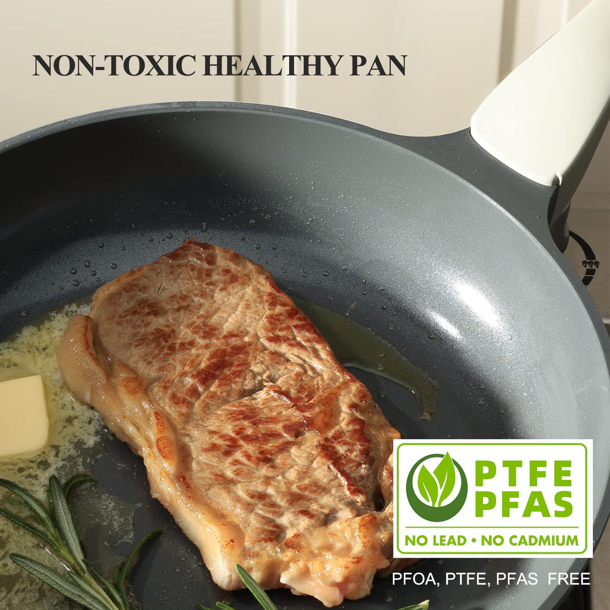 PRICUSIS Nonstick Ceramic Frying Pan, 8/10/12 Inch Non Toxic Skillet, Egg & Omelet & Chef's Pan, Induction Compatible & Oven Safe, Dishwasher Safe,PTFE PFAS & PFOA Free (8-Inch, Gray)