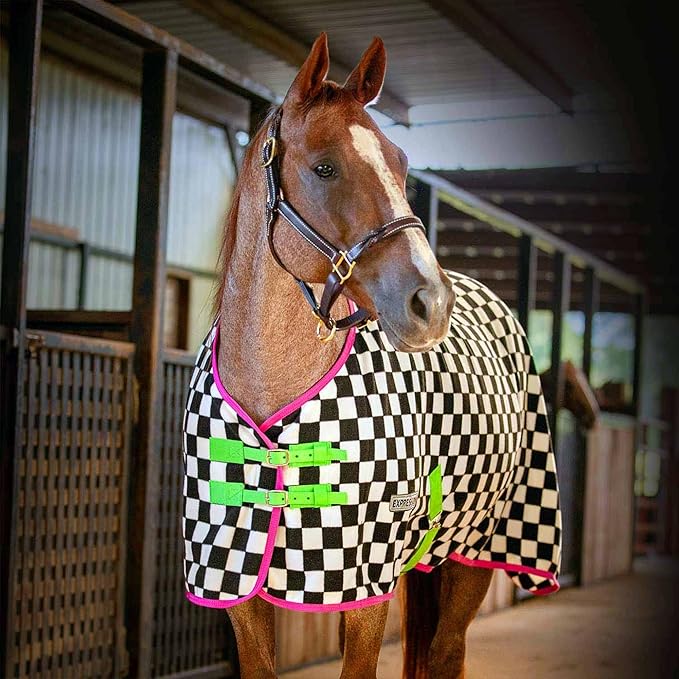 Jeffers Expression Fleece Cooler for Horses, Standard Neck, Skater Cowgirl 72"- Equine Towel Blanket, Moisture Absorbent, Light Weight, Best for Drying, Exercise, Bathing, Adjustable Belly Bands