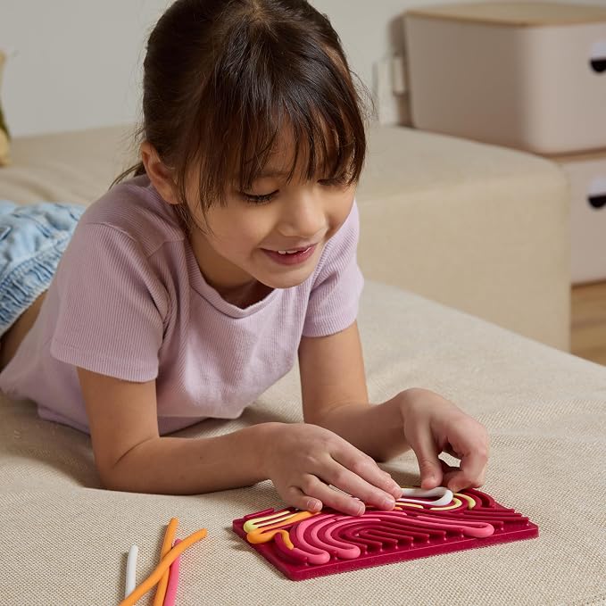 Pushpeel Sensory Activity Board: Silicone Fidget Toy for Calming, Stress, Anxiety, ADHD & Autism | Silent, No Mess | Kids 3+ & Adults | Includes Portable Travel Bag & 11 Strings (Granite)