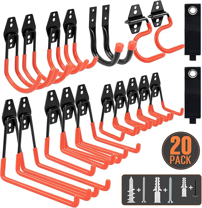 TONDA Garage Hooks, 20 Pack Garage Organization, Wall Storage Hooks Heavy Duty