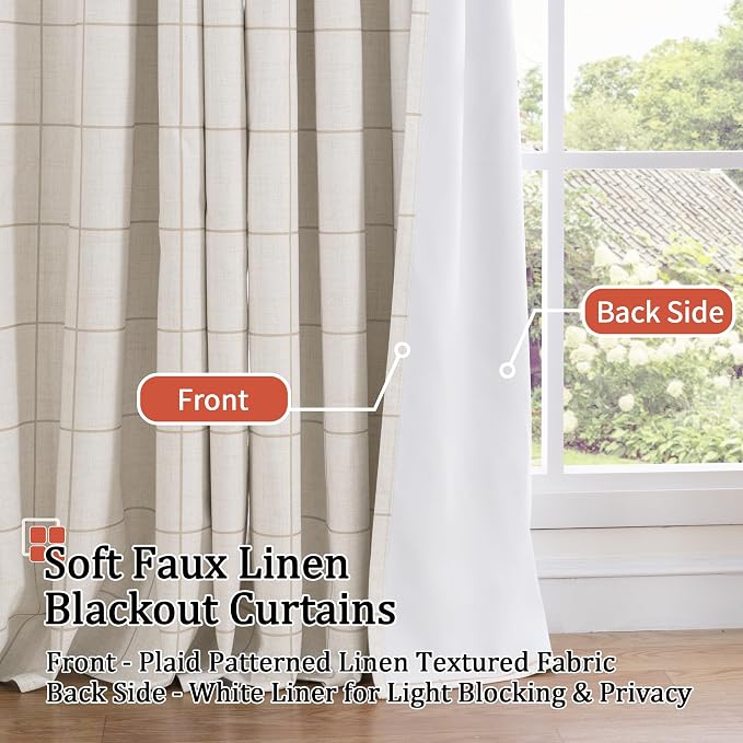 Lajode Linen Blackout Curtains for Living Room