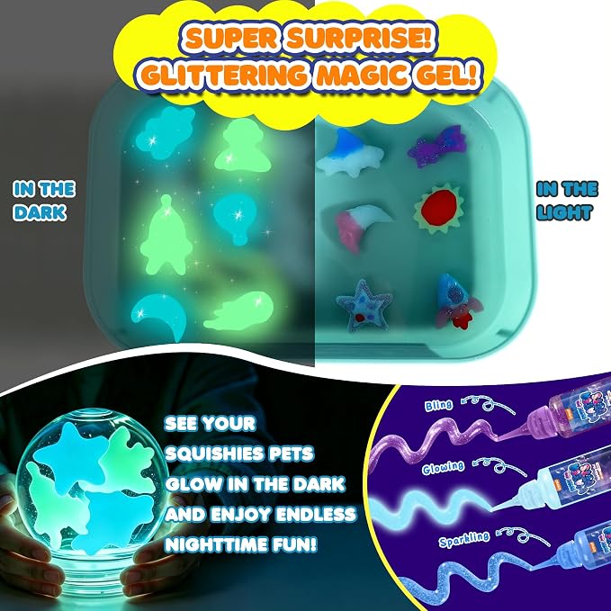URMYWO Aqua Fairy Water Gel Kit, Magic Water Elf Toy Kit | Water Pets,Space DIY Squishy Maker Set,12 Gels & 12 Molds,Make Your Own Squishies Toys,Party Favors Birthday Gifts for Kids