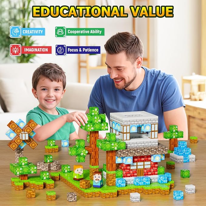 Magnetic Blocks,150PCS Magnetic Building Cube Game,Magnet Blocks Tiles Constructions Toys,STEM Educational Building Blocks for Kids,Christmas Birthday Gifts for Boys and Girls Age 3+ Years Old