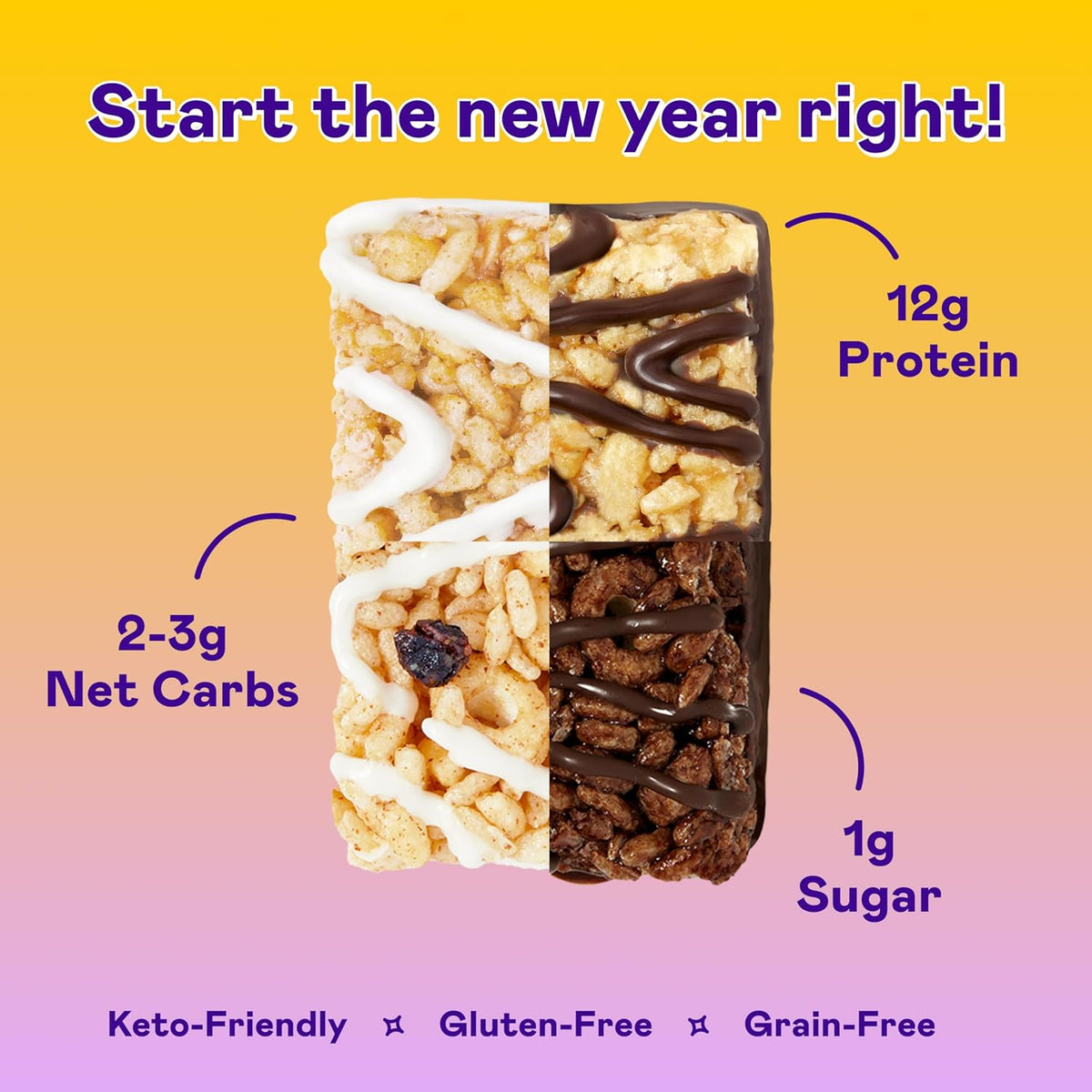 Magic Spoon Treats - 8 High Protein Bars: 2 Marshmallow, 2 Chocolate Peanut Butter, 2 Blueberry Muffin, 2 Double Chocolate - High Protein Gluten Free Snack - Sugar Free Protein Cereal Bar