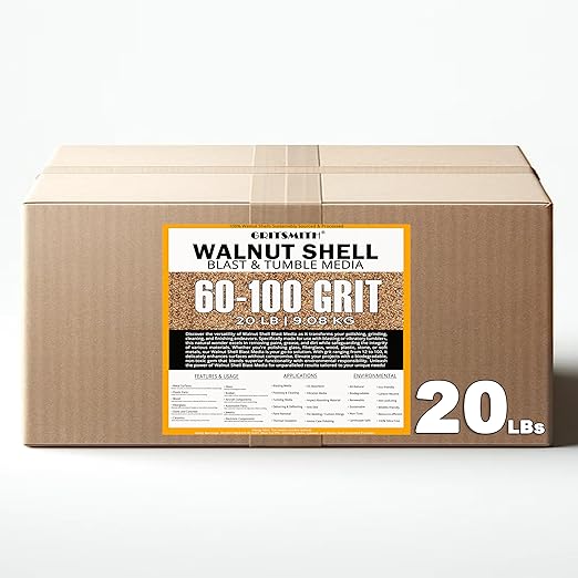60-100 Grit Premium Ground Walnut Shell Media (20 LBS / 9.08 KG) - Ultra Fine Grit for Tumbling, Blasting, Vibratory, Polishing, Deburring, Exfoliant