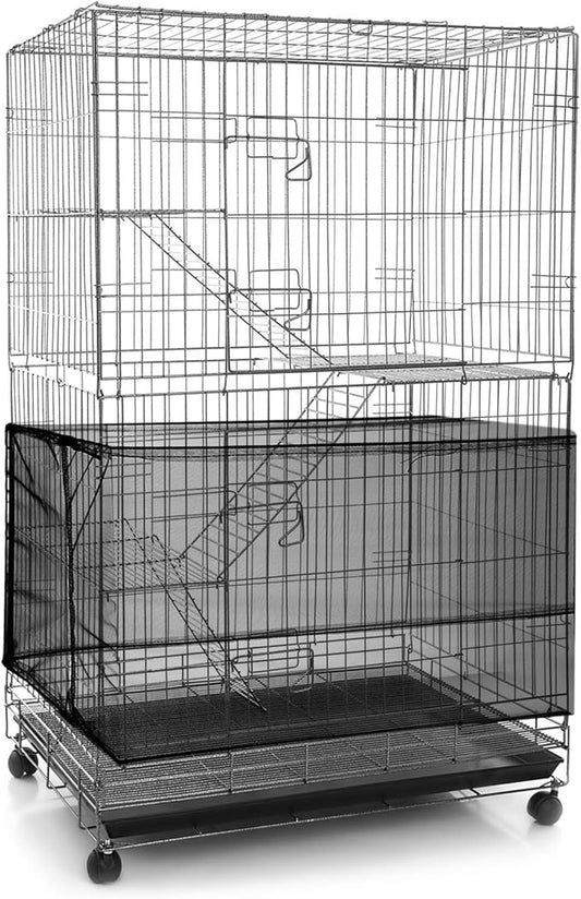 Shappy Large Bird Cage Seed Catcher,Bird Cage Cover Net Skirt Guard,Adjustable Soft Airy Mesh Net for Parrot Parakeet Macaw(118 x 15 Inch/ 300 x 37 cm,Black)