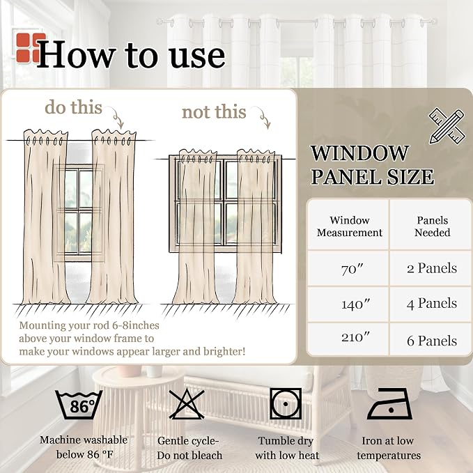 Lajode Linen Blackout Curtains for Living Room