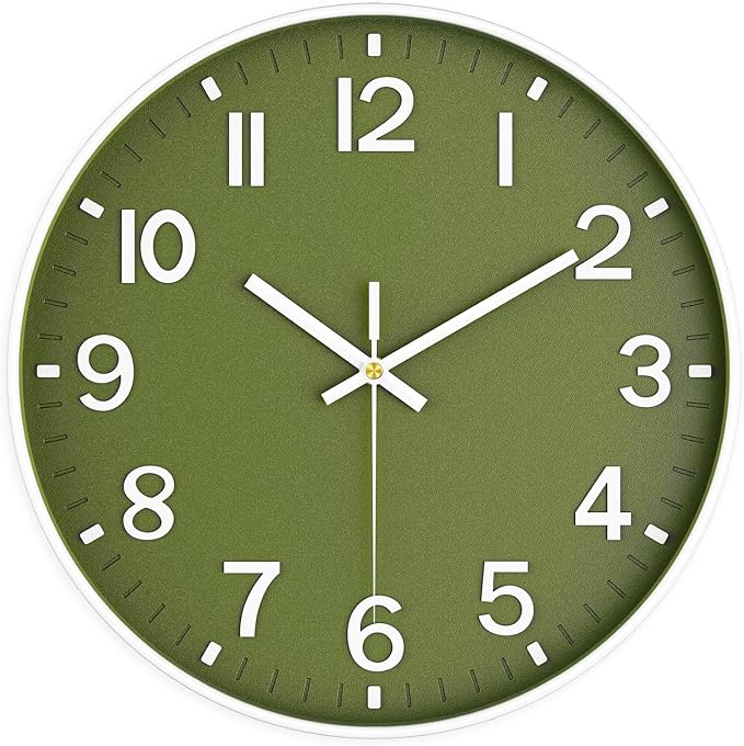 Wall Clocks Battery Operated, 12 Inch Non Ticking Wall Clock, Silent Analog