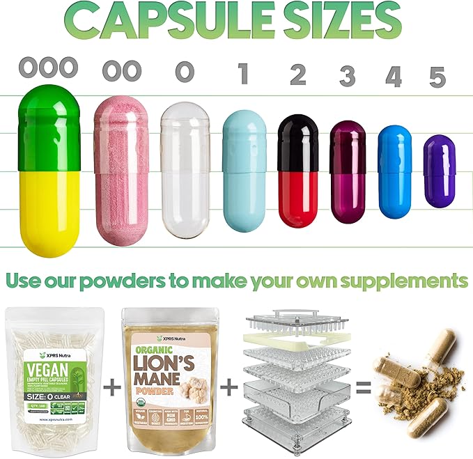 XPRS Nutra Size 1 Empty Capsules - 500 Count Empty Gelatin Capsules - Pill DIY Capsule Filling - Pure Bovine Pill Gel Caps for Do-It-Yourself Supplements (Pearl Purple/White)