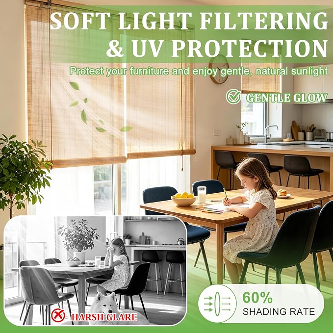Bamboo Blinds 32x64 inch Bamboo Roman Shades