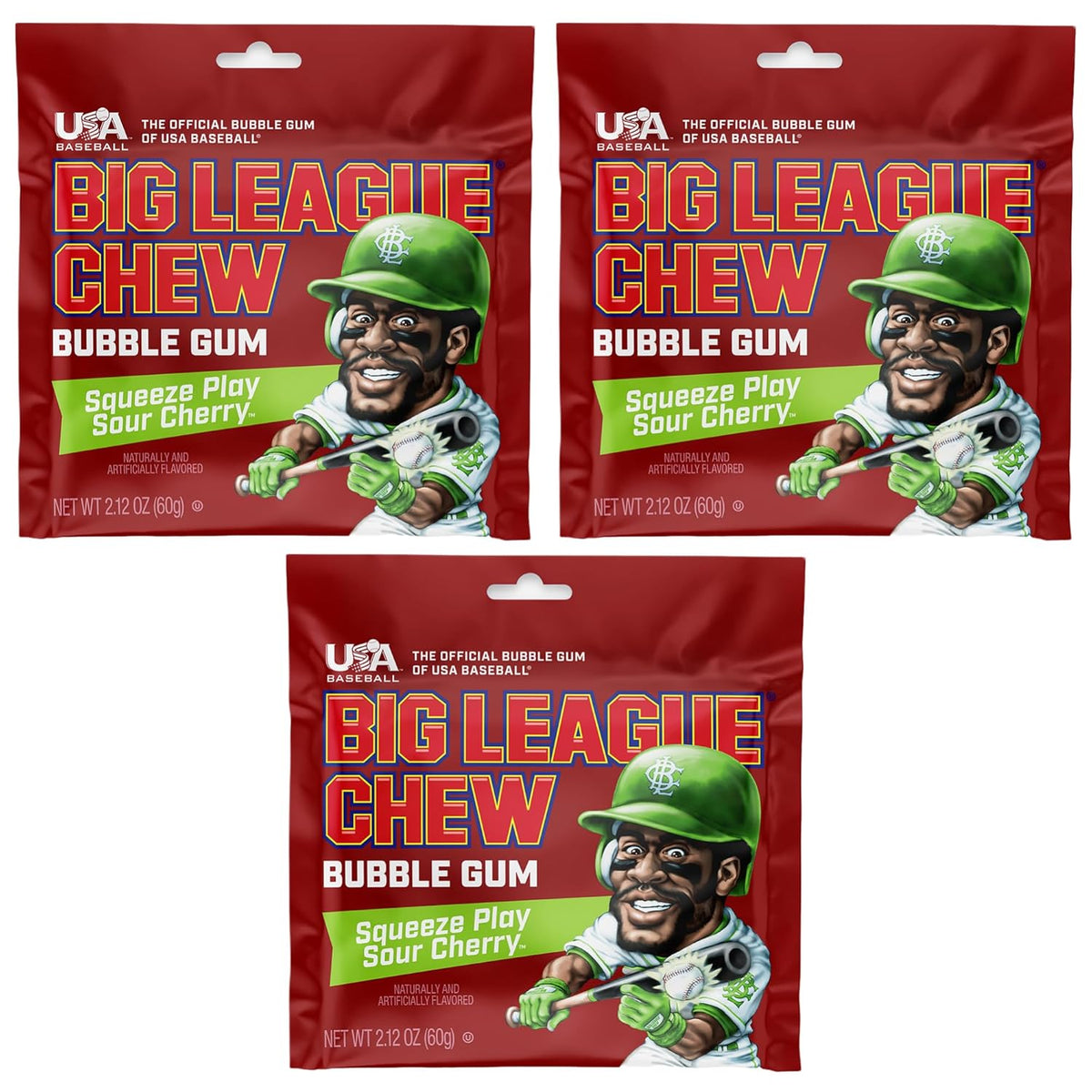 Big League Chew Original Bubble Gum 3-Pack - 2.12oz Packets - Original Baseball Gum - Big League Chew Baseball Candy Set for Treats, Party Favors & More - Softball Candy For Teams