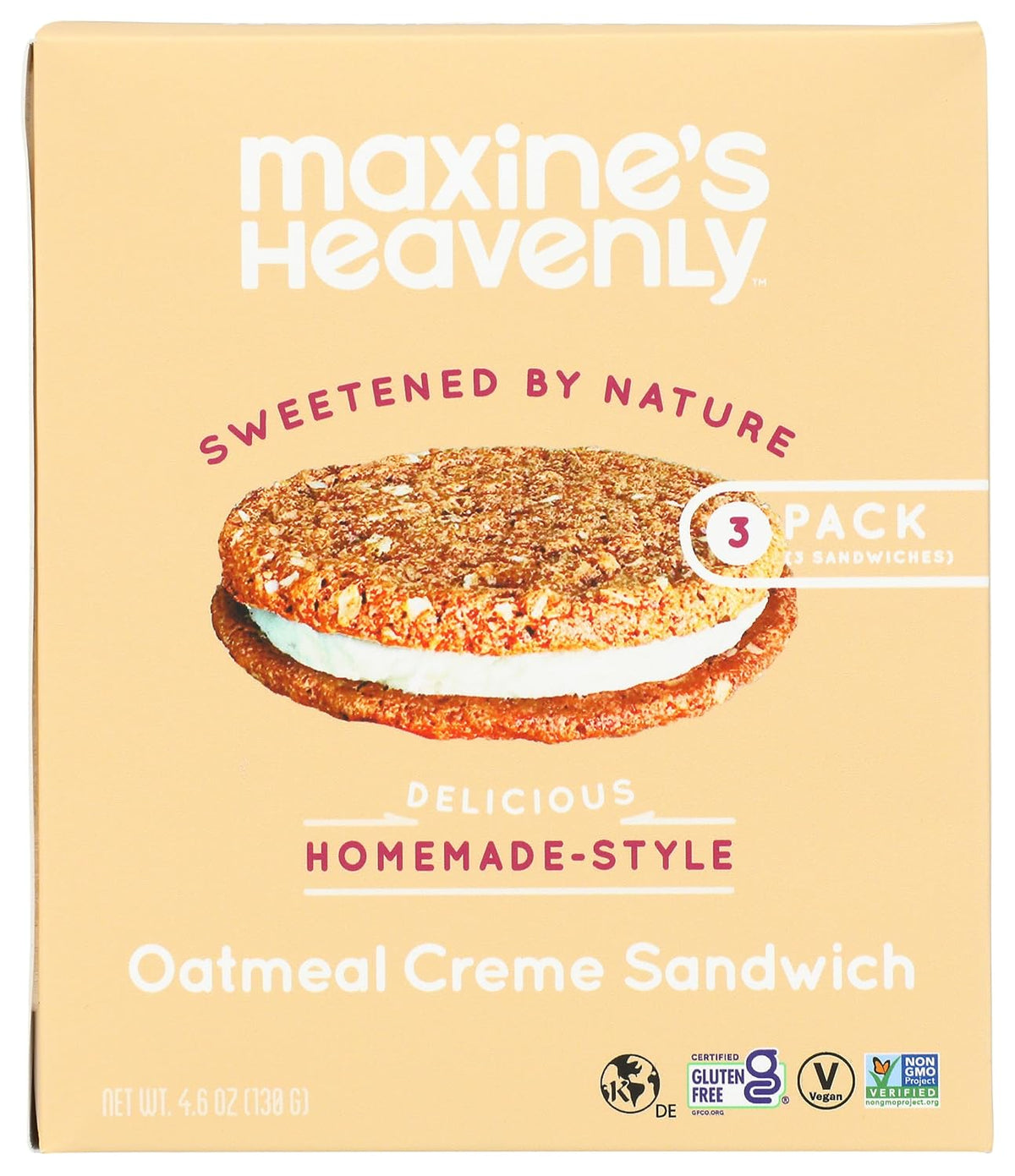 Maxines Heavenly Cookies Oatmeal Creme Sandwich Cookie, 4.6 OZ